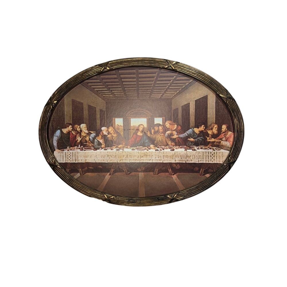 Vtg 80s Home Interiors Last Supper Picture Oval 21.5"x15.5"